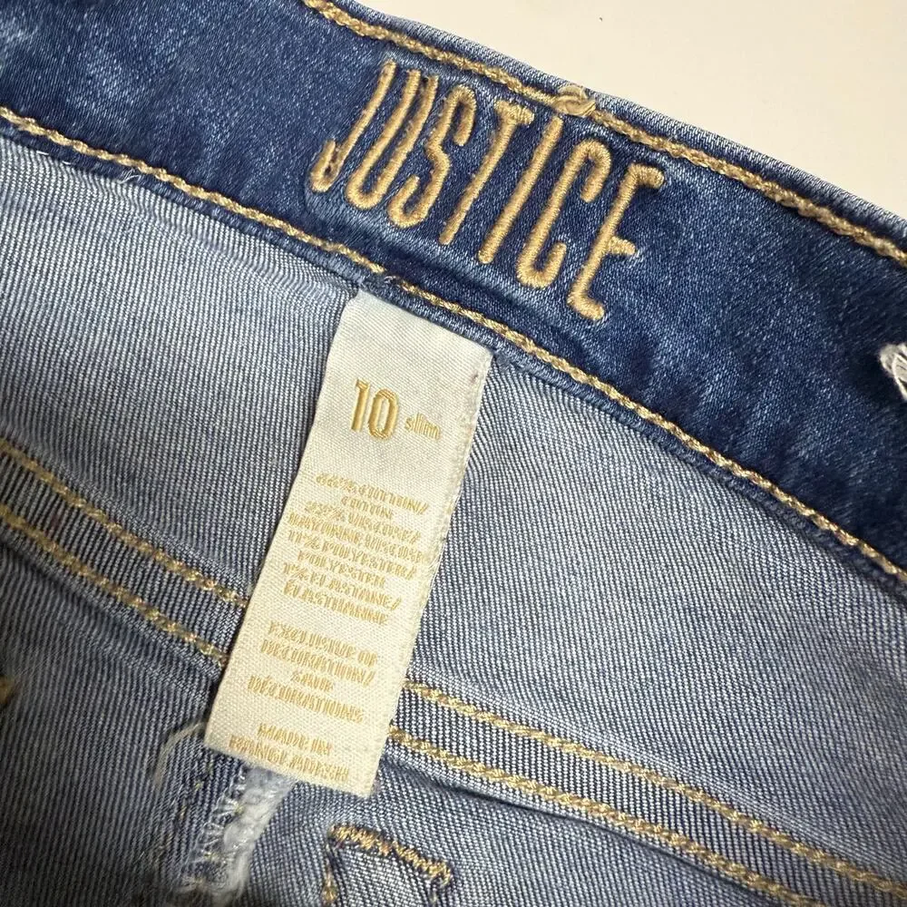 Justice Girl's Size 10 Slim Dip‎ Dyed Denim Shorts in Purple Blue Jean